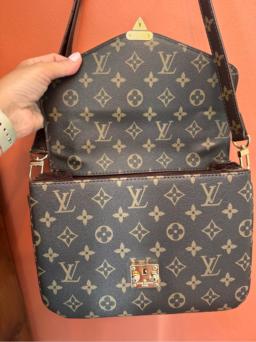 Louis Vuitton Monogram Shoulder Crossbody in Brown and Gold - Picture 7 of 11